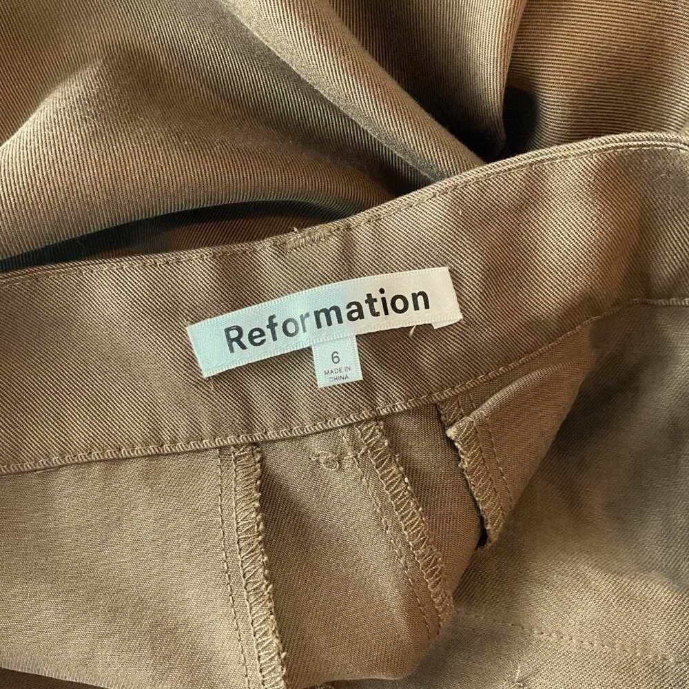 Reformation Mason Wide Leg Trousers Brown High Rise Pleated Size 6 - Picture 5 of 7